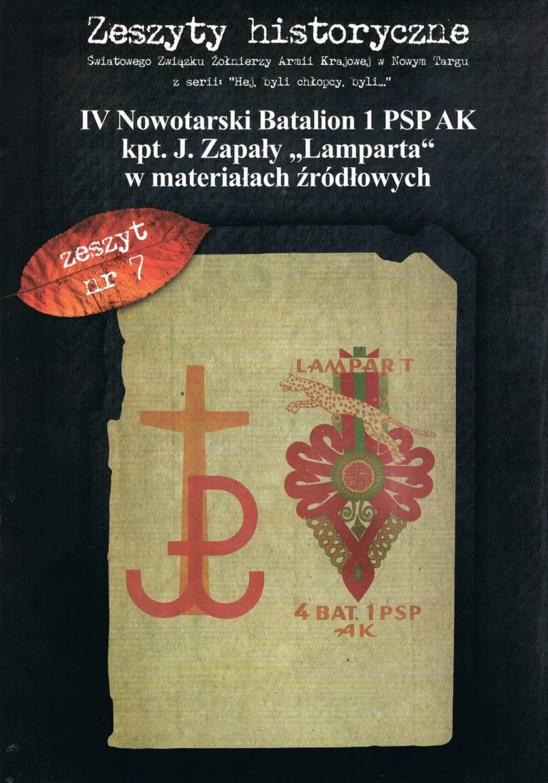 Okładka Zeszytu Historycznego nr 7 — IV Nowotarski Batalion 1 PSP AK kpt. J. Zapały „Lamparta” w materiałach źródłowych