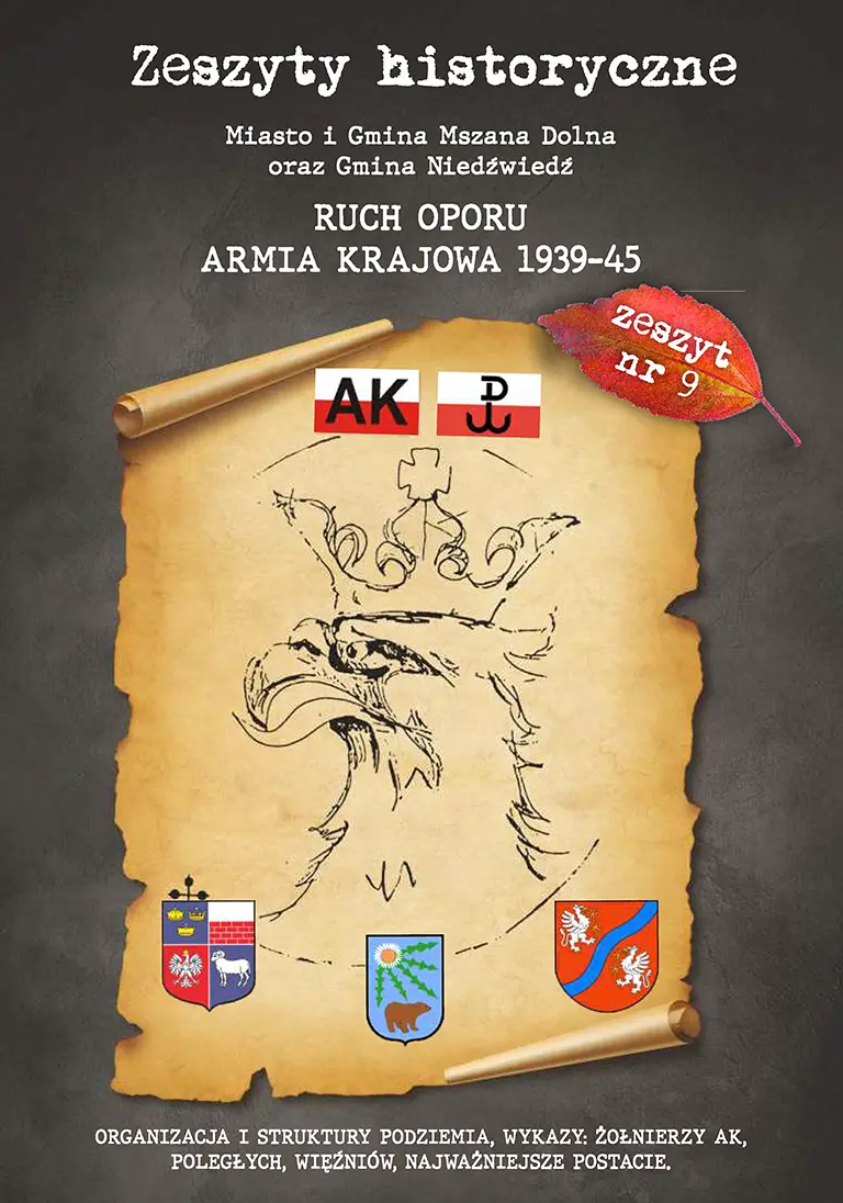 Okładka Zeszytu Historycznego nr 9 — Ruch Oporu i Armia Krajowa 1939–45 w Mszanie Dolnej i gminie Niedźwiedź