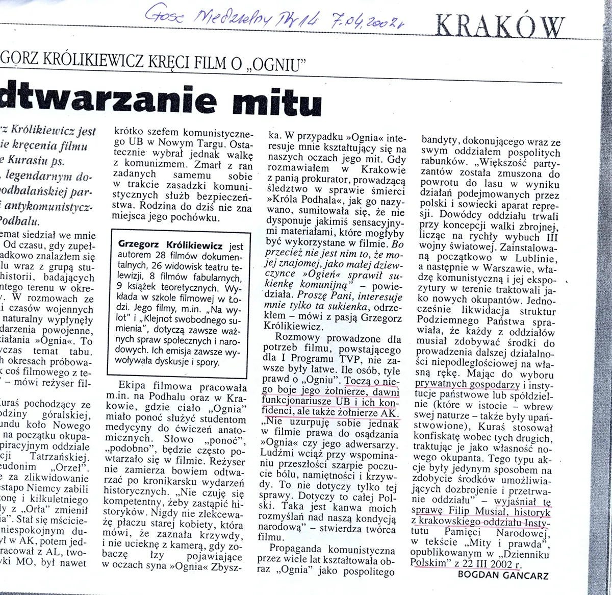Artykuł o Królikiewiczu